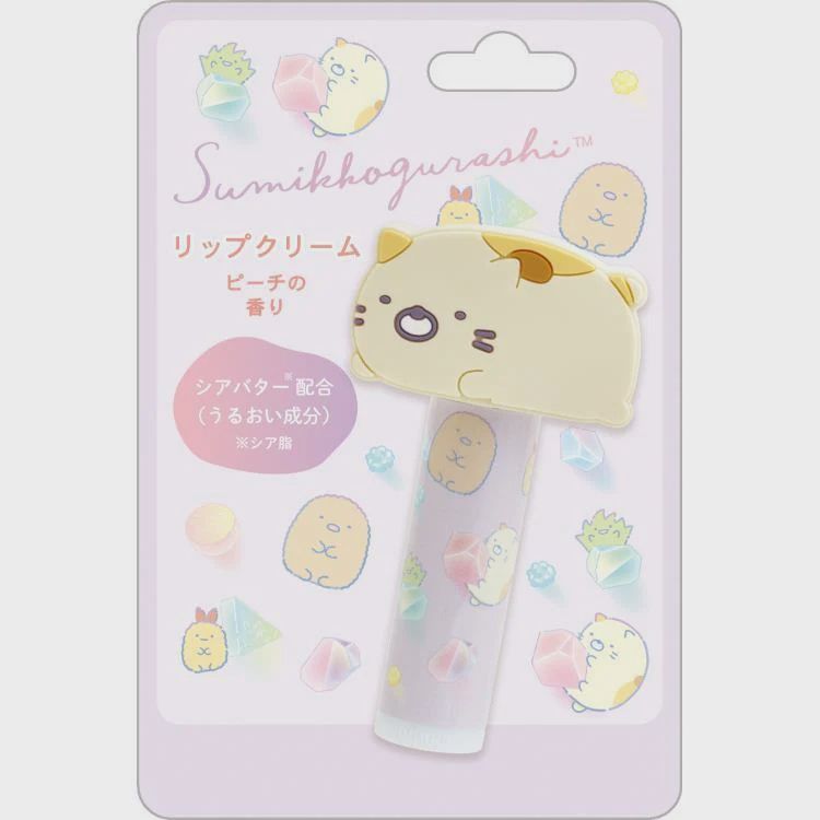 Sumikko Gurashi Lip Balm w/Mascot Neko (Peach Scent)