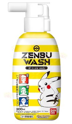 Bandai Bandai Pikachu Children's Shampoo, Bath and Cleansing 3-in-1 (Soda Fragrance) 300ml