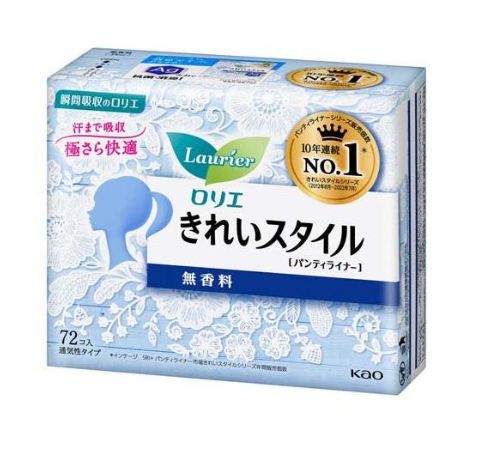 Kao Laurier Beautiful style Ultra thin Pantyliner  No Scent 72 sheets
