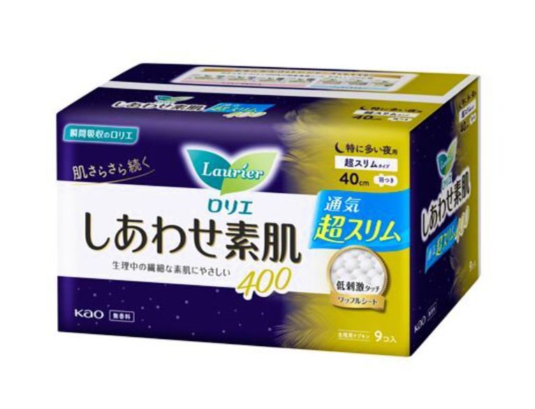 Laurier Happy Bare skin Especially for nights with wings 400 9 pieces