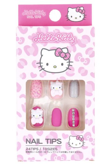 Sanrio Hello Kitty Nail Tips Pink Leopard