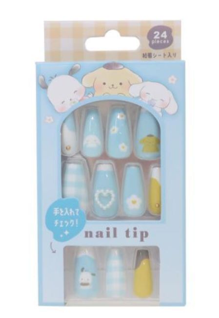 Sanrio Long Nail Tip Pochacco Pompom Cinnamoroll Mint