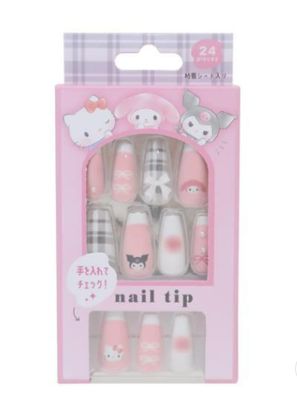 Sanrio Long Nail Tip HelloKitty Kuromi MyMelody Pink