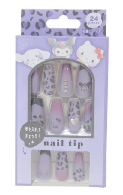 Sanrio Long Nail Tip HelloKitty Kuromi MyMelody Purple