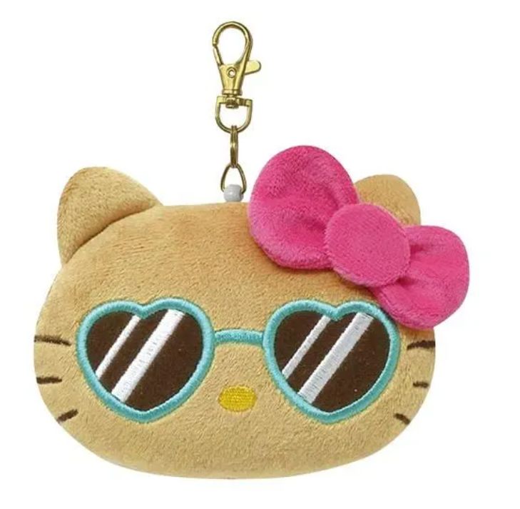Sanrio Face-shaped Pass Case &amp; Pouch - Hello Kitty Tan Sunglasses