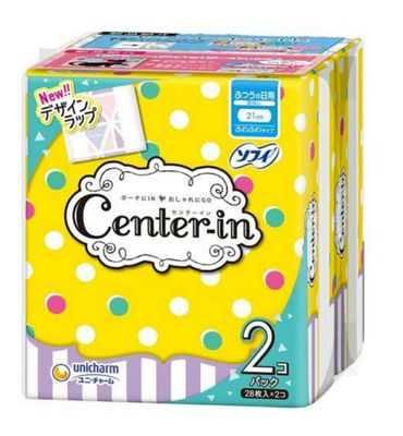 Unicharm Center-in Ultra-Thin Fluffy Daily Use Without Wings 28 Sheets * 2 Packs