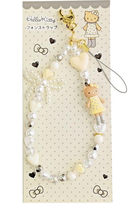 Hello Kitty phone strap (grey polka dot)