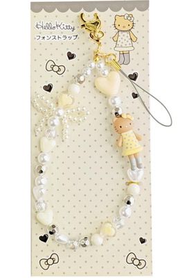Hello Kitty phone strap (grey polka dot)