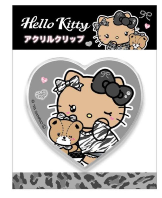 Sanrio Acrylic Clip - Hello Kitty &amp; Tiny Chum : Gal Black Heart