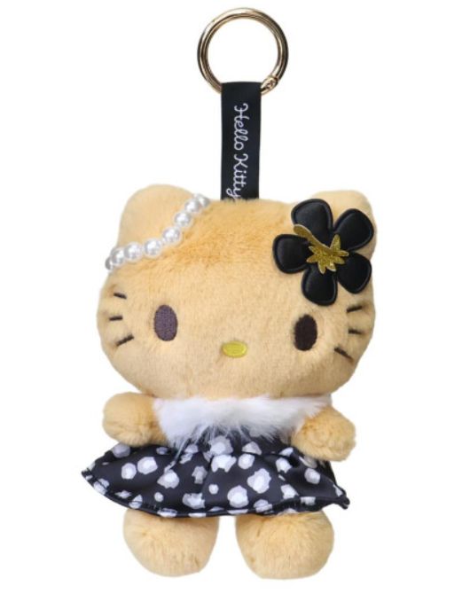 Sanrio Characters Sunburn Leopard Plush Keychain Hello Kitty Black