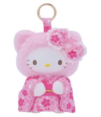 Sanrio Characters Hello Kitty Flower Mascot Plush Keychain Pink