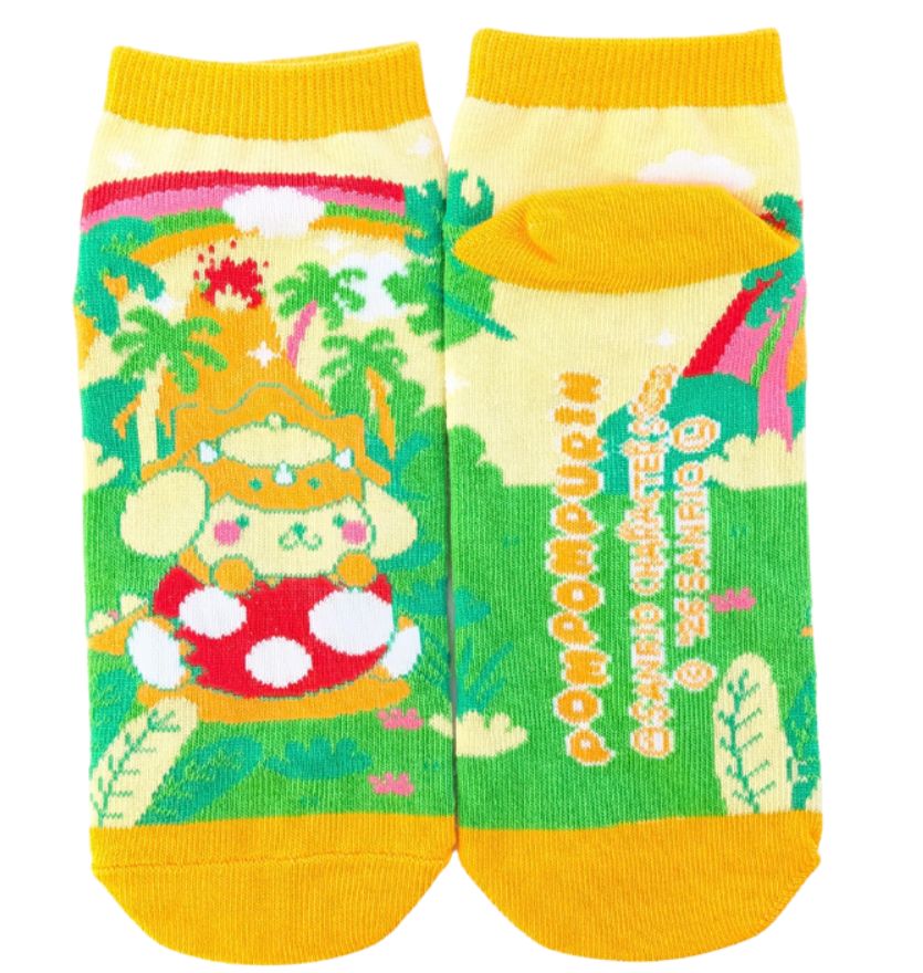 Sanrio Characters Dinosaur Crew Socks Pompompurin