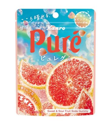 Kanro Pure Sweet&amp;Sour Fruit Soda Gummy Pink Grapefruit
