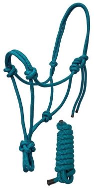 Braided Rope Halter w/matching 6' lead, Color: Turquoise