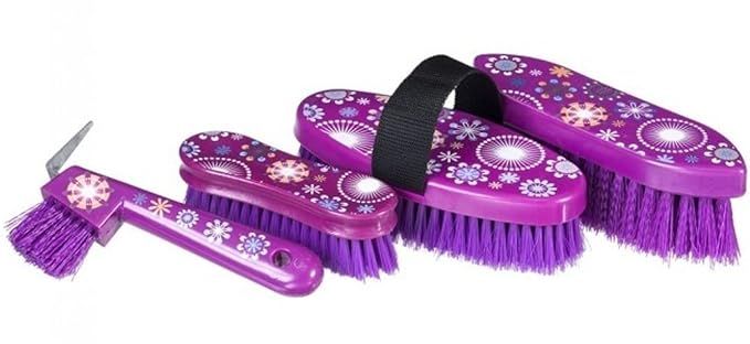 4 Piece Brush Set, Color: Purple Flower