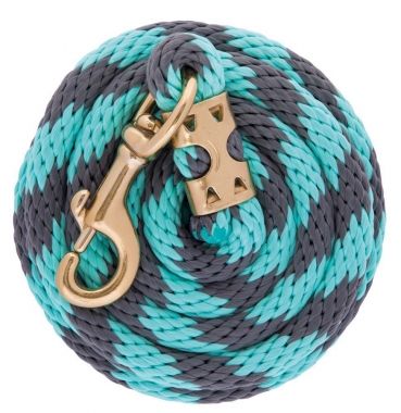 Diamond Braid Lead Rope w/Brass Bolt Snap - 8 foot, Color: Aqua Grey