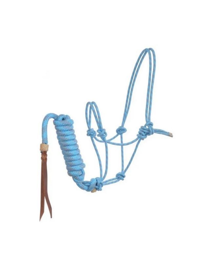 Rope Halter &amp; Lead , Color: Turq/Silver, Size: Weanling