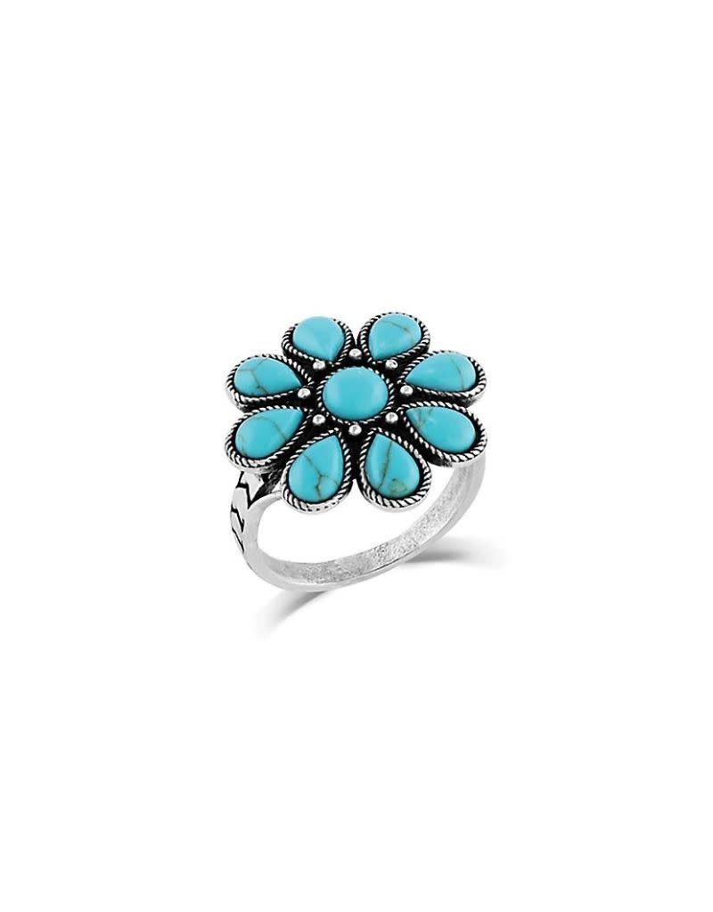 Blue Sunflower Turquoise Ring
