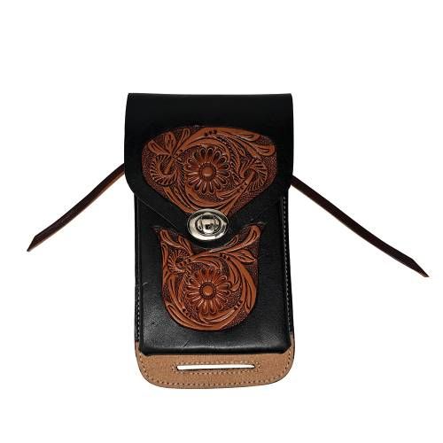 Leather Cell Phone Case, Color: Black Floral