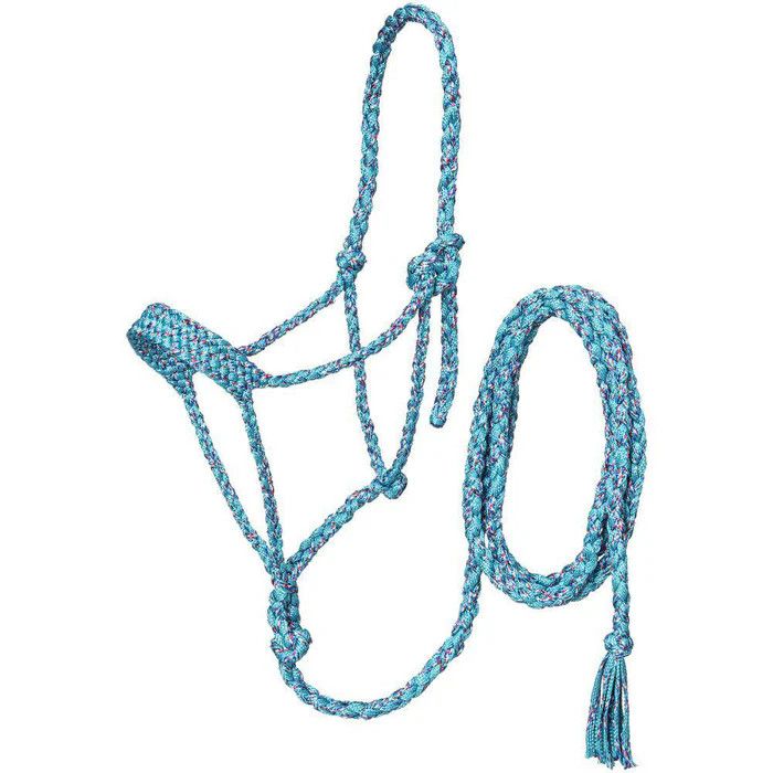 Mule Tape Halter w/10' Lead, Color: Turquoise Funfetti
