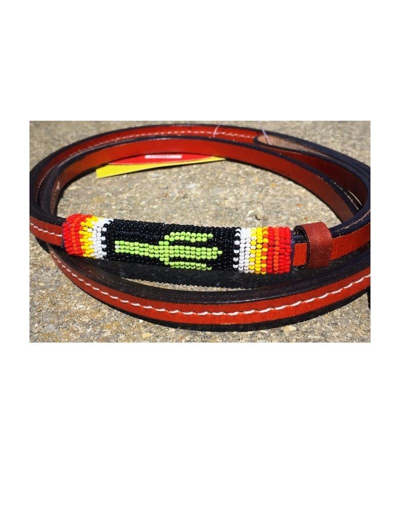 Showman 4' Leather Over &amp; Under Beaded