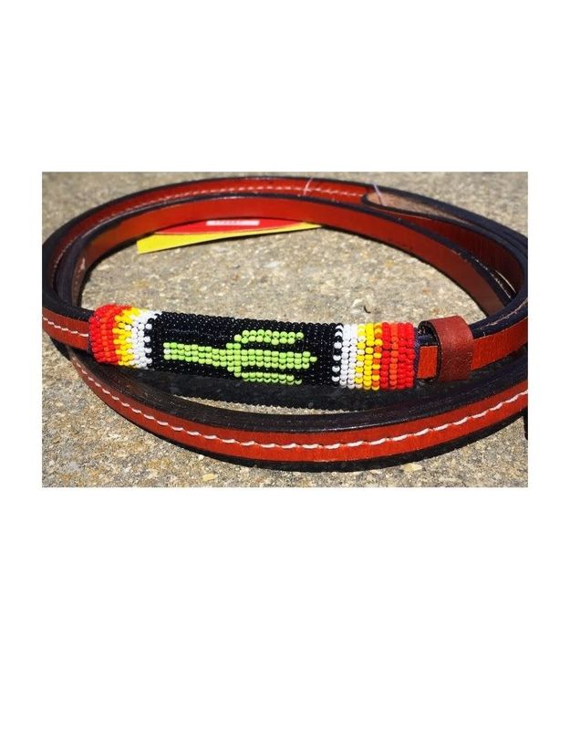 Showman 4' Leather Over &amp; Under Beaded