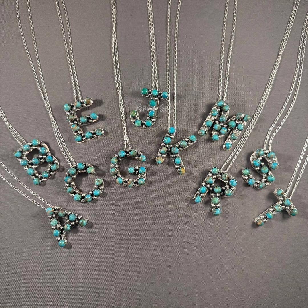 Genuine Turquoise Initial Necklaces