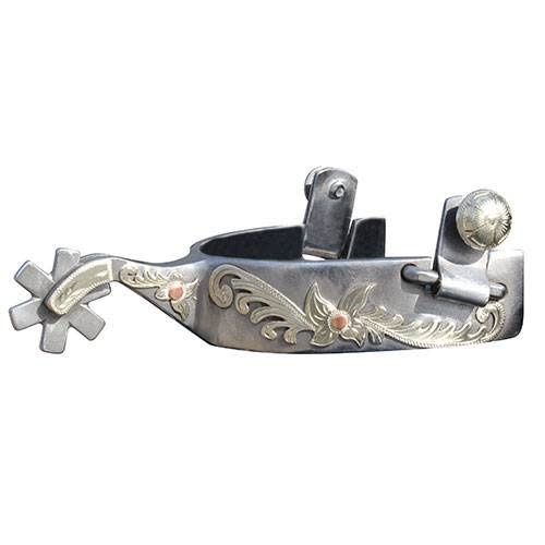 Silver Spurs 6 Point Rowel - 2 1/4" Shank, 1" Band