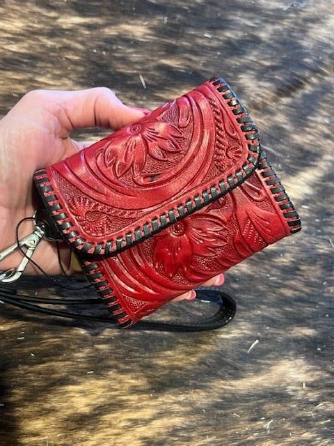 Credit Card/Coin Purse w/Floral Carving
