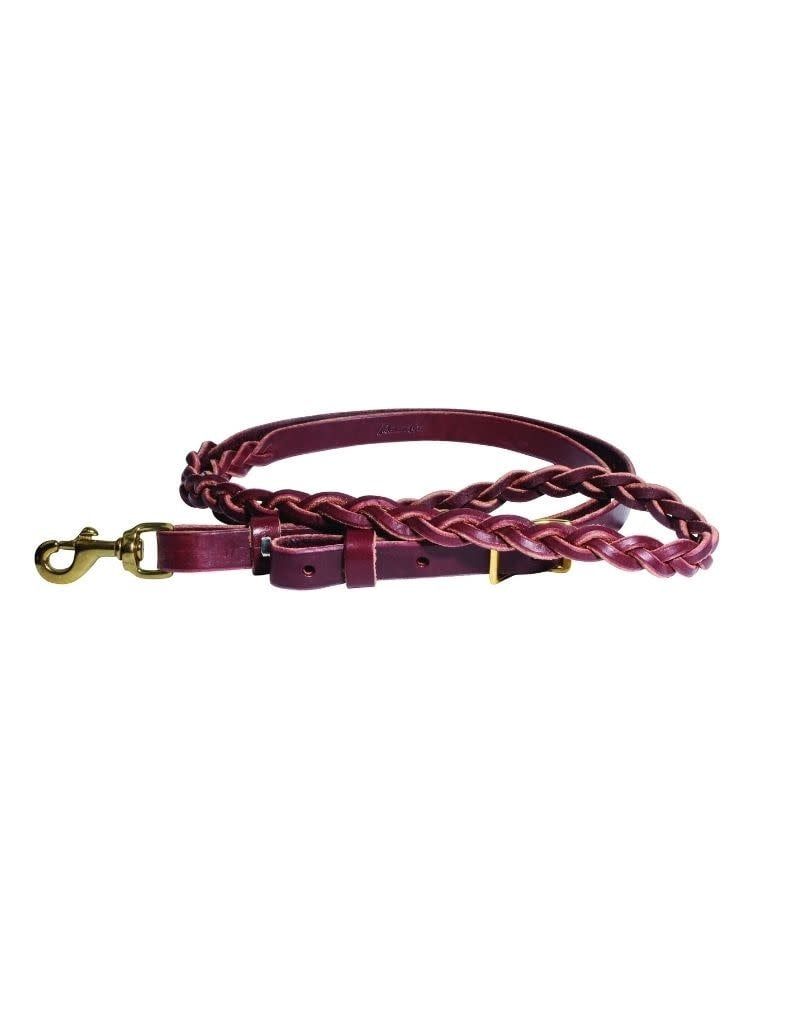 3-plait burgundy roping rein SB