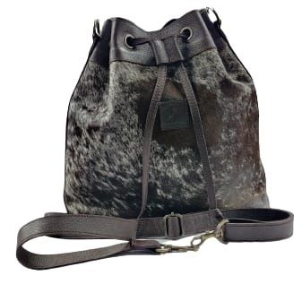 Bucket Drawstrings Bag w/Black &amp; White Hairon