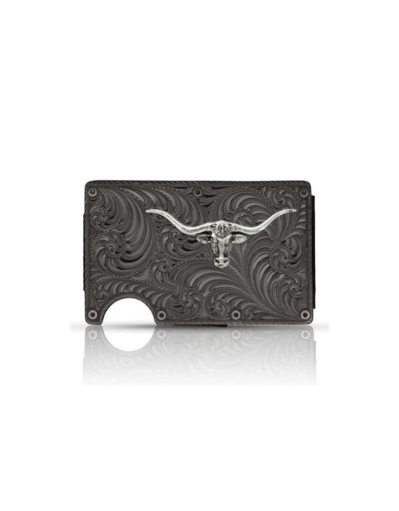 Montana Gunmetal Credit Card &amp; Cash Case w/Longhorn
