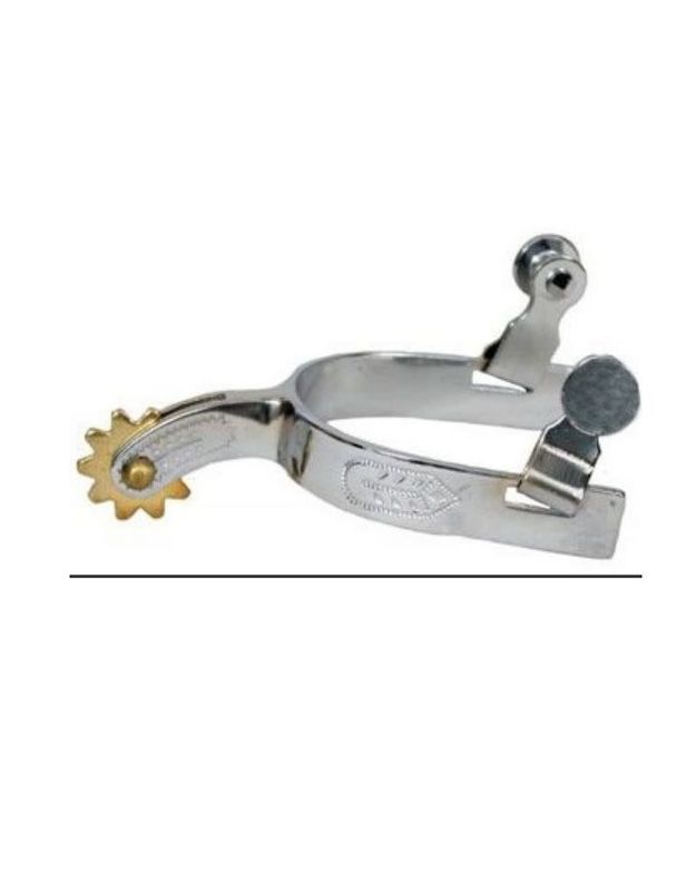 Youth Spur with Engraved Leaf &amp; Brass Rowel