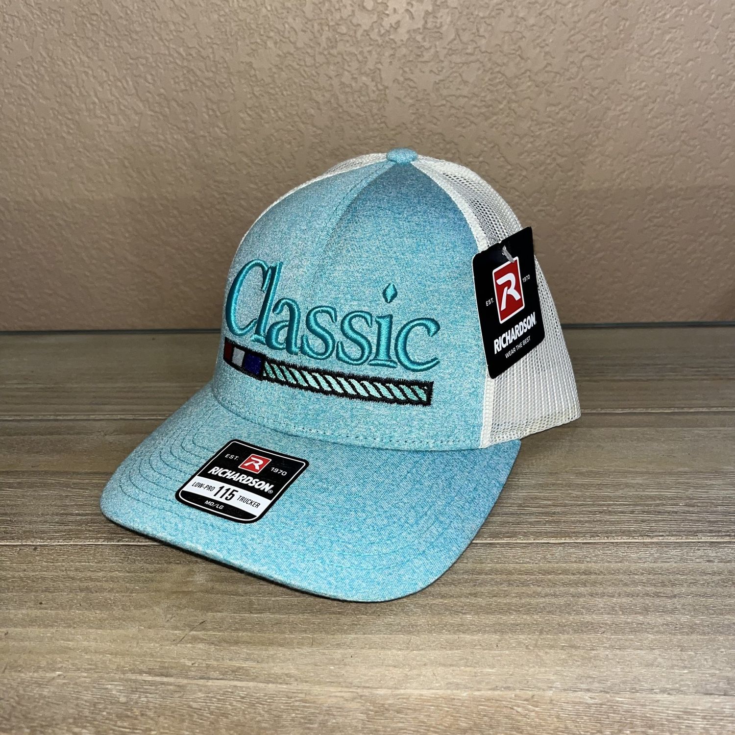 3D/Puff Embroidery Green Teal Heather Grey