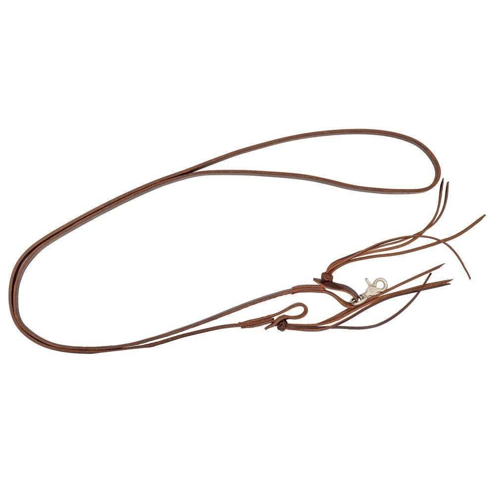Reins Roping 5/8" Chocolate Harness Leather With Cowboy Knot (4 String)