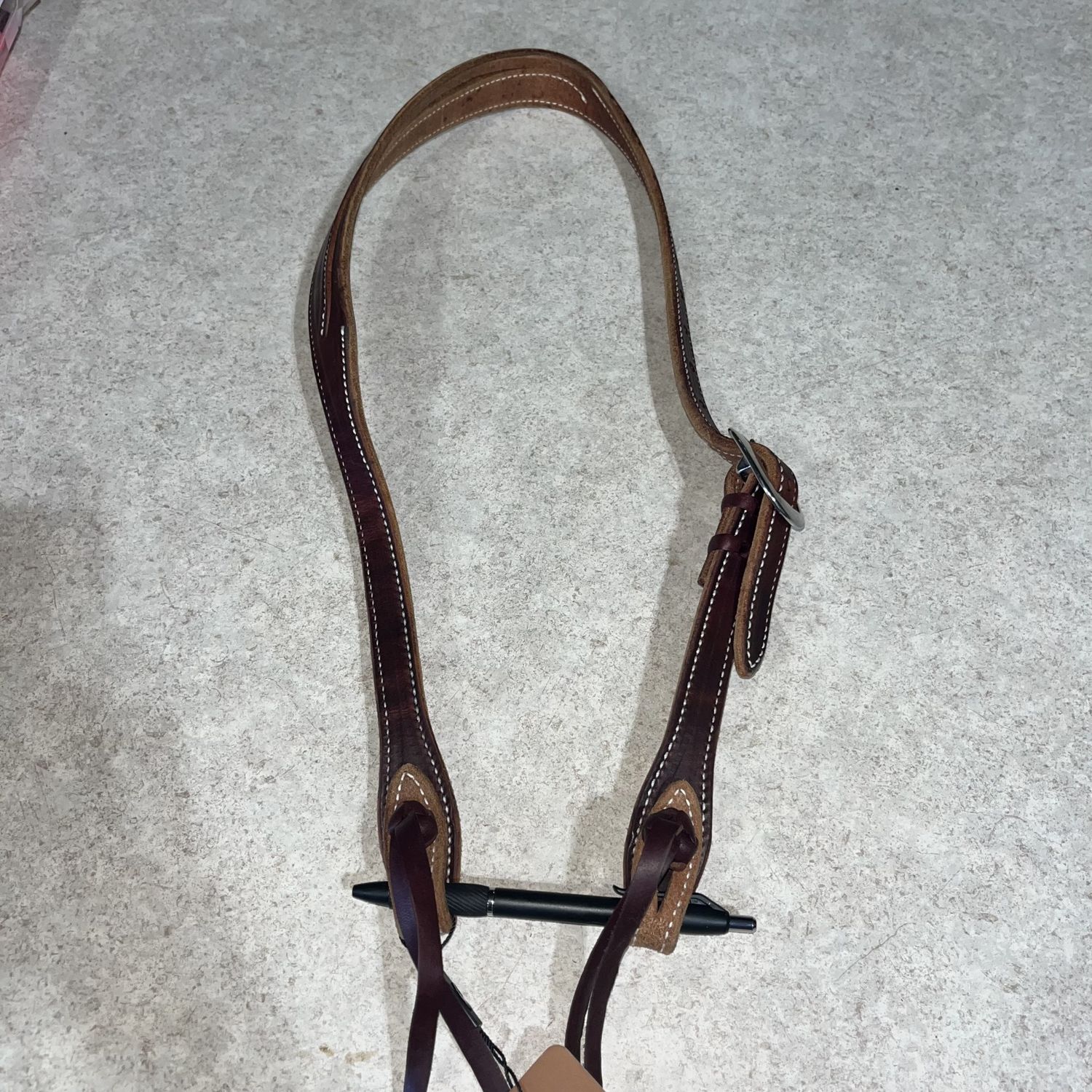 Headstall Slotted Ear 3/4" Chocolate Harness Leather with Cowboy Knots