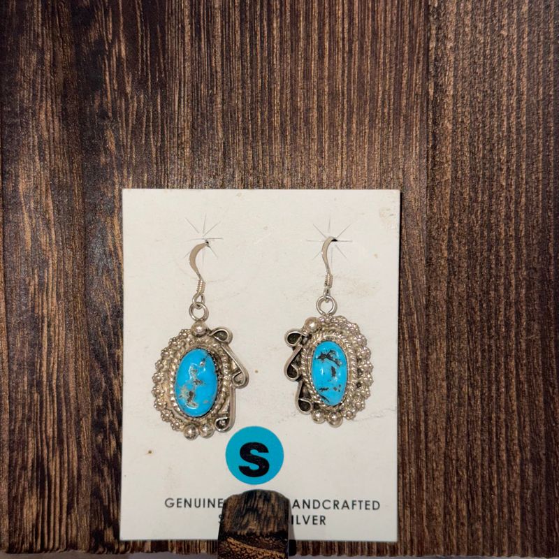SS Kingman Turquoise Dangle Earrings
