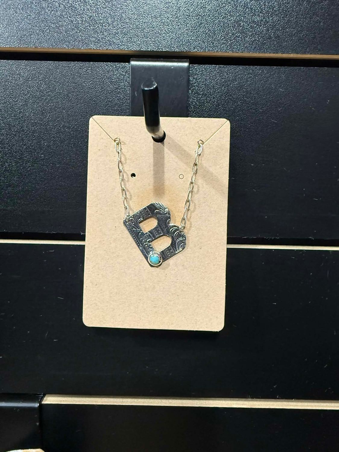 Small Stamped "B" Necklace w/Dainty Chain