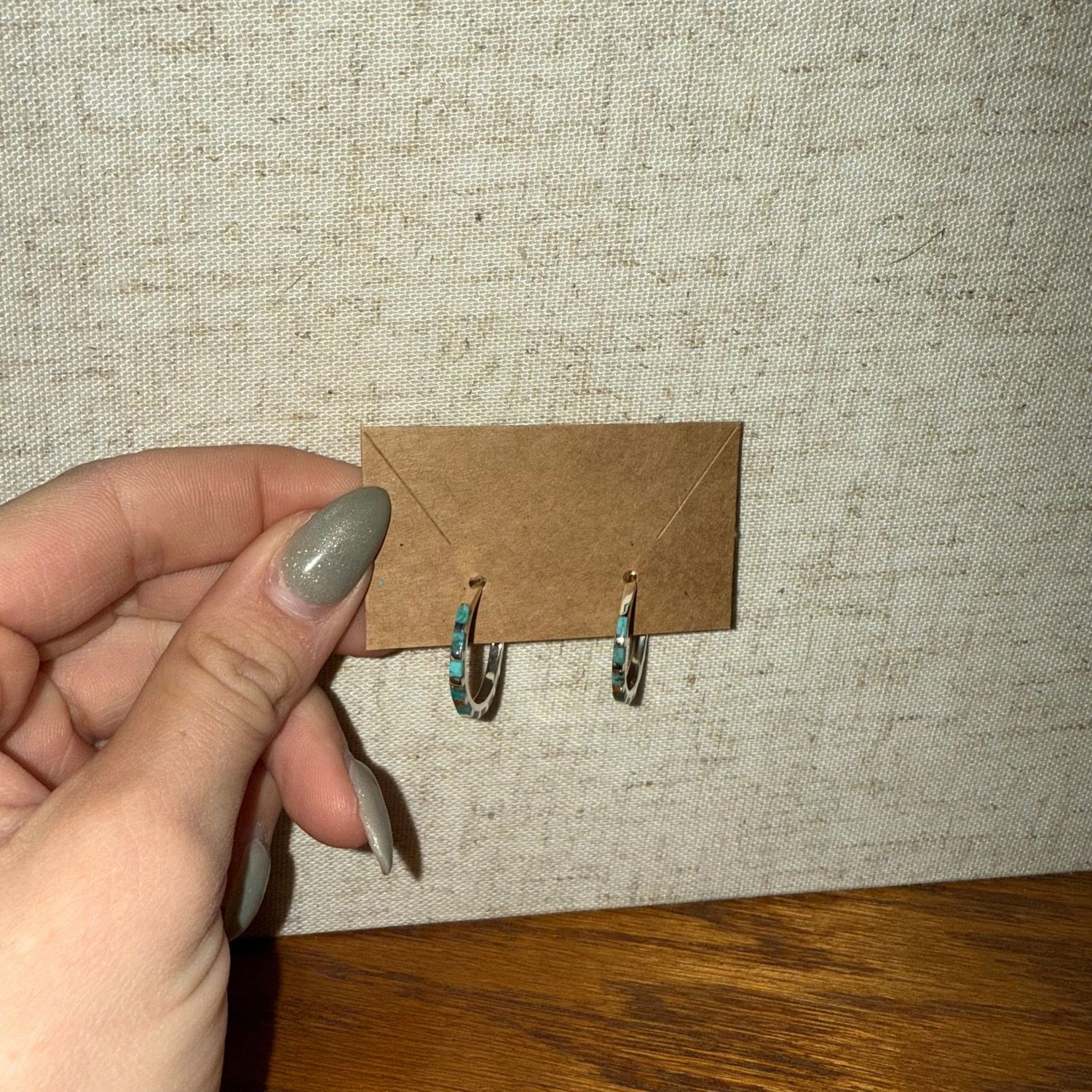 Turq Mini Inlay Hoop Earrings