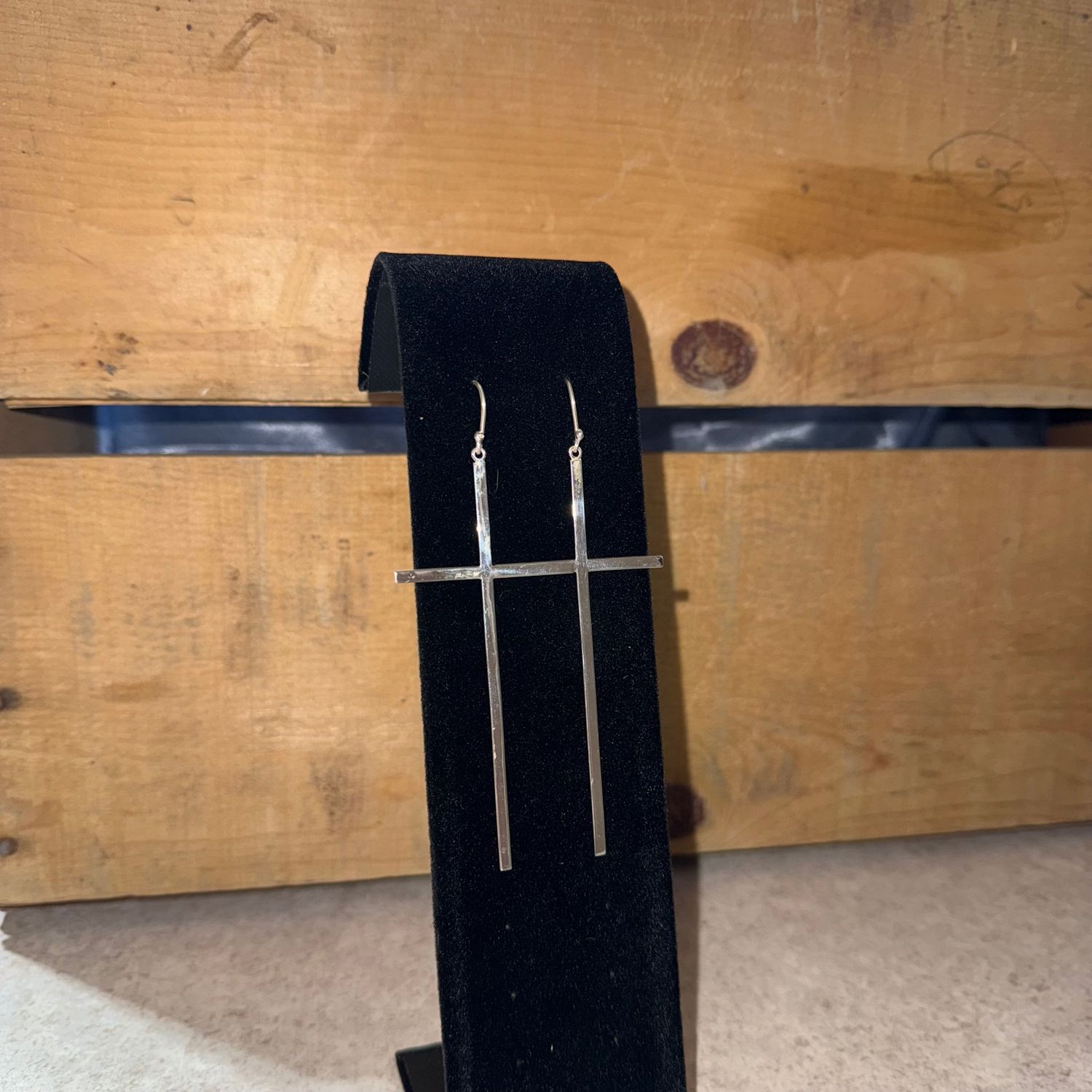 XL Cross Silver Earrings