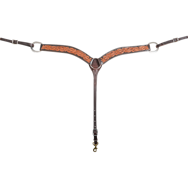 Floral Tooled Dyed 2" Breast Collar