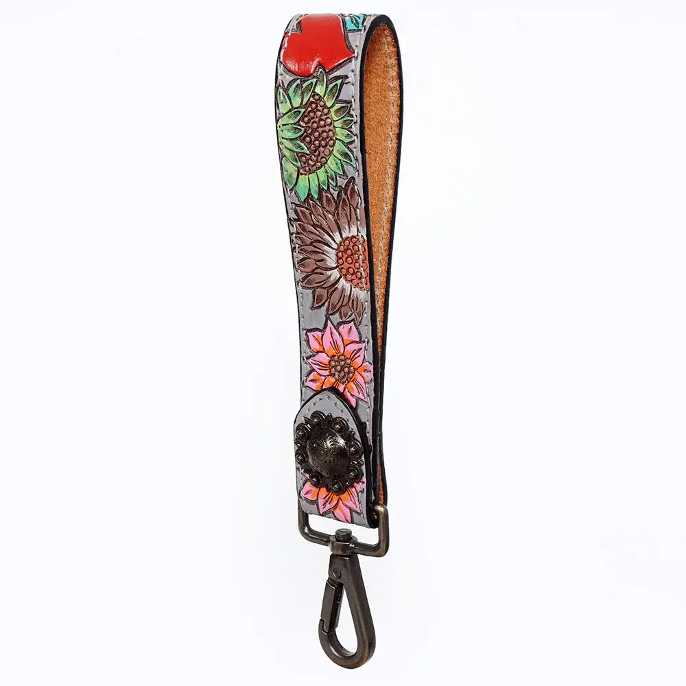 Leather Wristlet Strap Heart/Floral