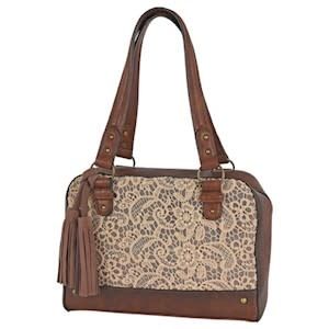 Double Handle Satchel Burnished Brown