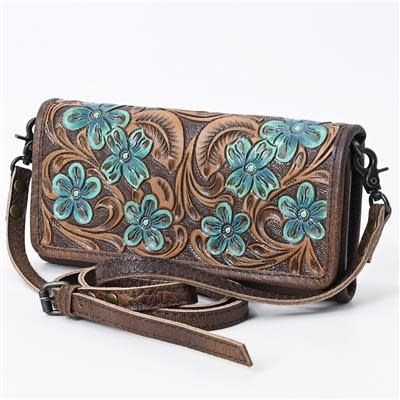 Painted Turquoise Crossbody Wallet