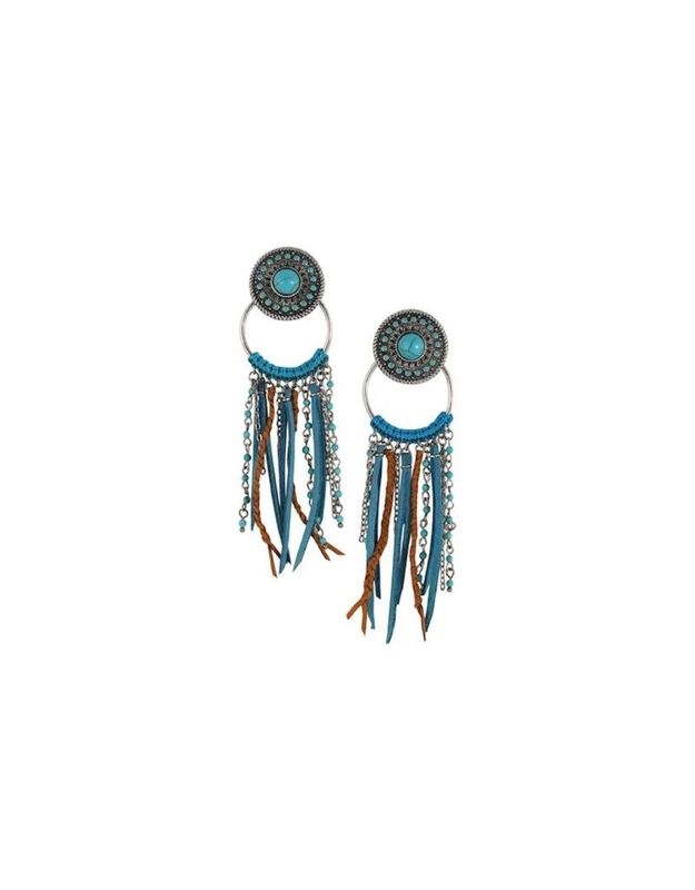Earrings Circular Charms w/Suede &amp; Bead