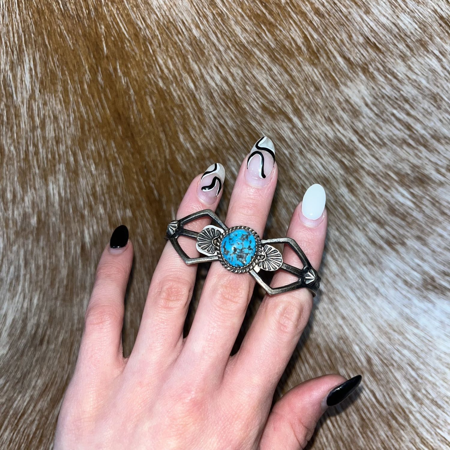 SS Kingman Turquoise Cuff