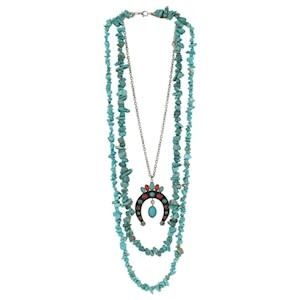 3 Strand Faux Turq Stone w/Naja Necklace