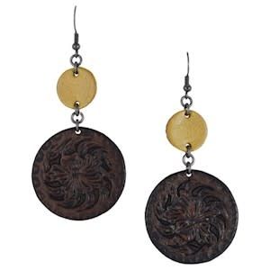 Tooled Leather Discs Earrings
