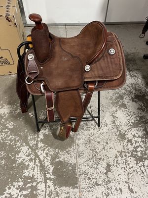 14" WW Chocolate RO Rope Saddle Celtic Border Double Lined/stitched
