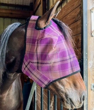 Rugged Ride Deluxe Textilene Plaid Mesh Fly Mask - No Ears